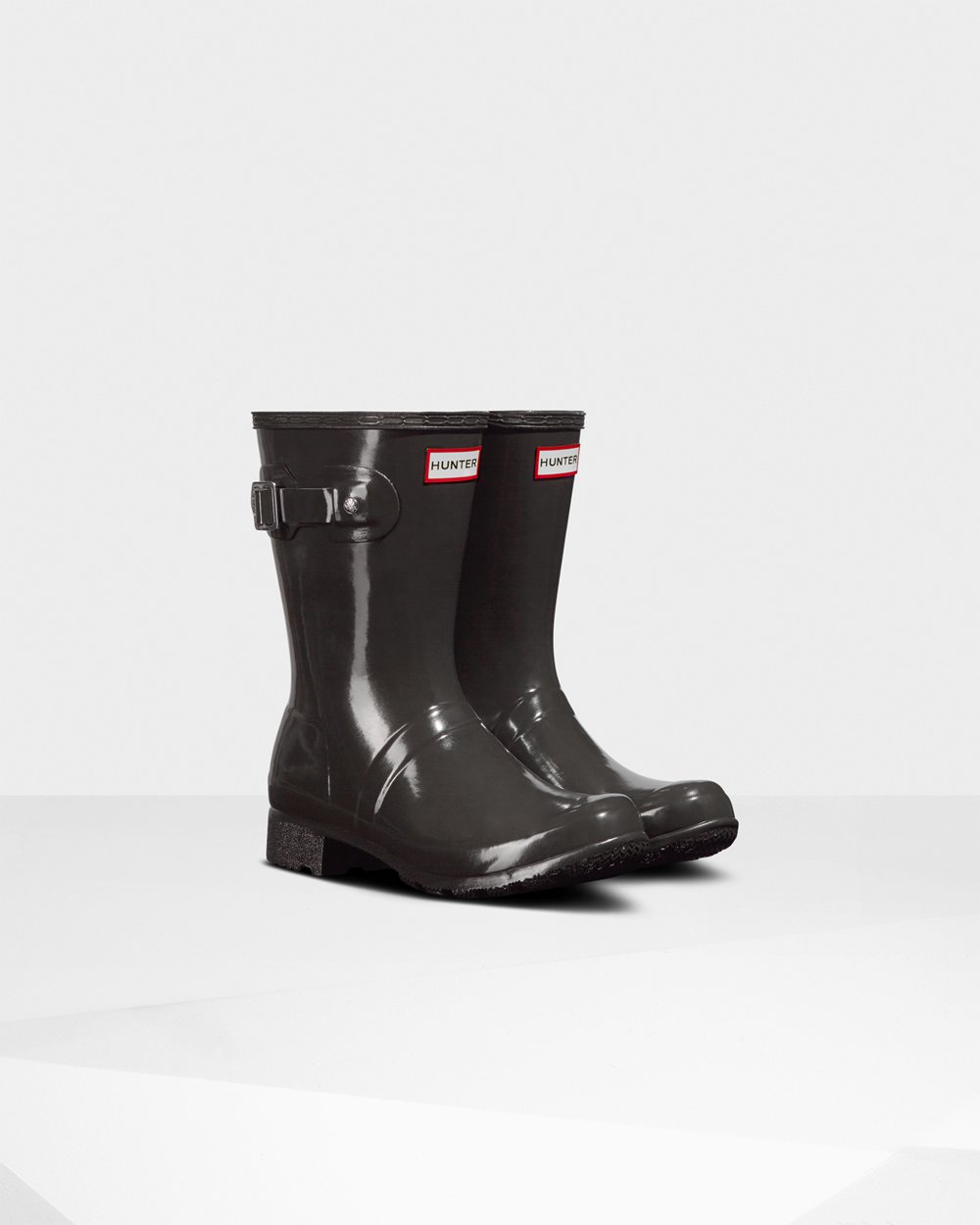 Galochas Curtas Hunter Feminina Cinzentas Escuro - Original Tour Foldable Gloss - 75CYQAHZT